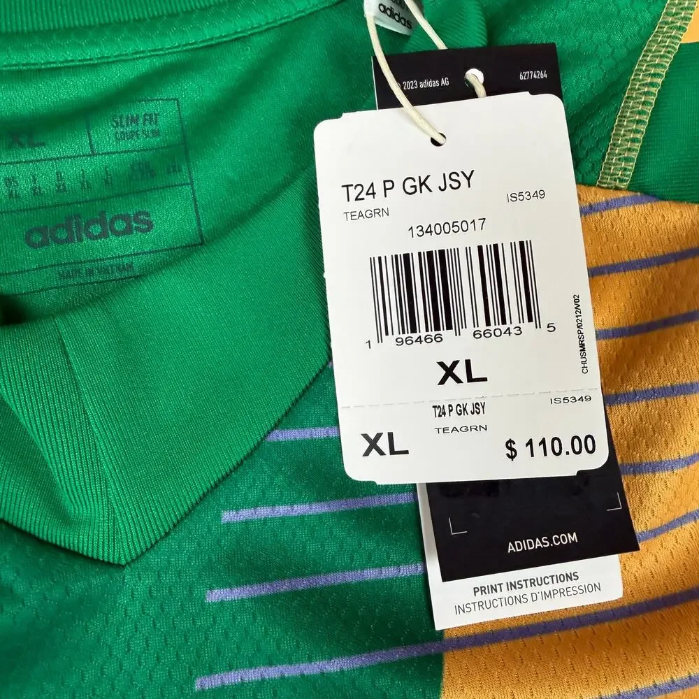 adidas Green & Yellow Short Sleeve Graphic Soccer Tee